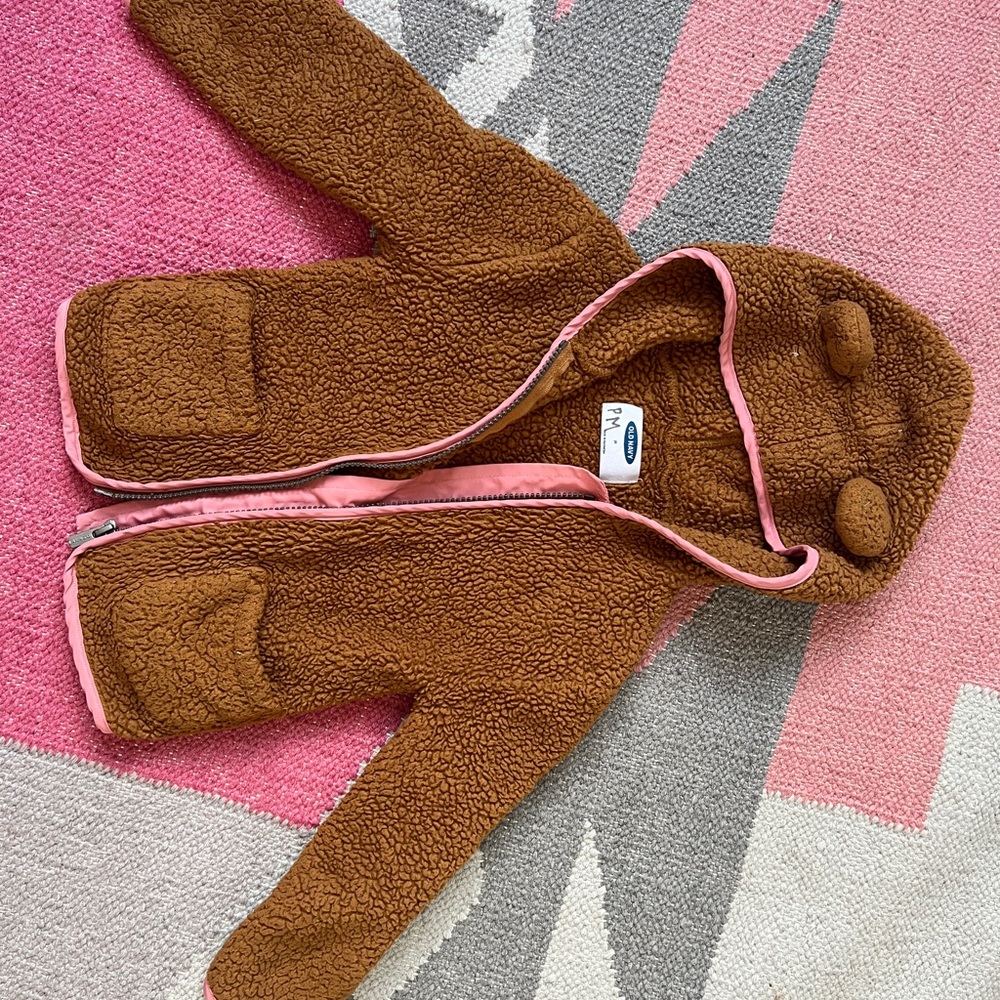 Toddler girls bear zip up sweater